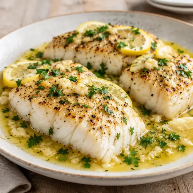 Cabillaud recette au beurre citronné et à l’ail