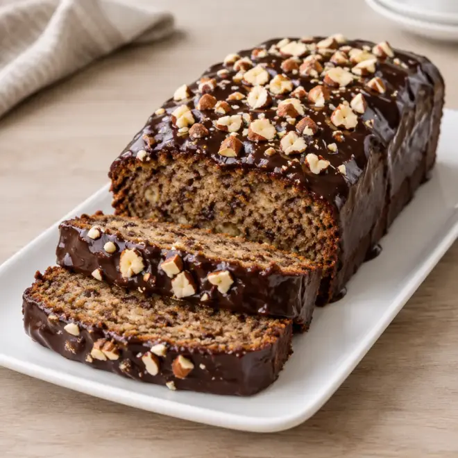 Cake banane chocolat glacé, moelleux et croquant