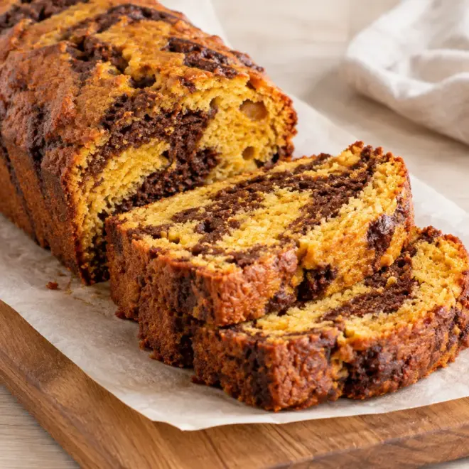 Cake marbré au potiron et au chocolat facile