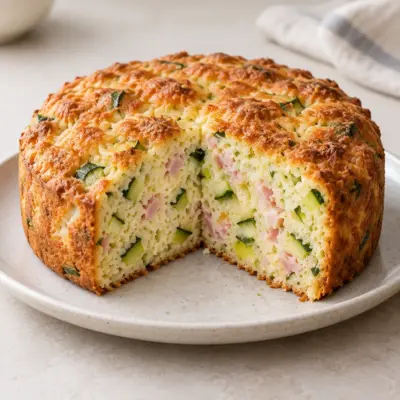 Cake salé courgettes jambon facile et moelleux