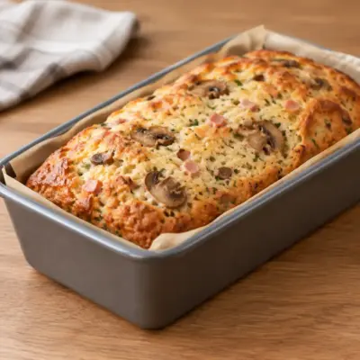 Cake salé recette aux champignons et au jambon