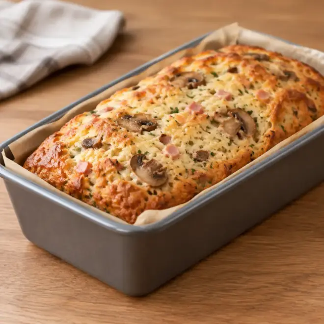 Cake salé recette aux champignons et au jambon