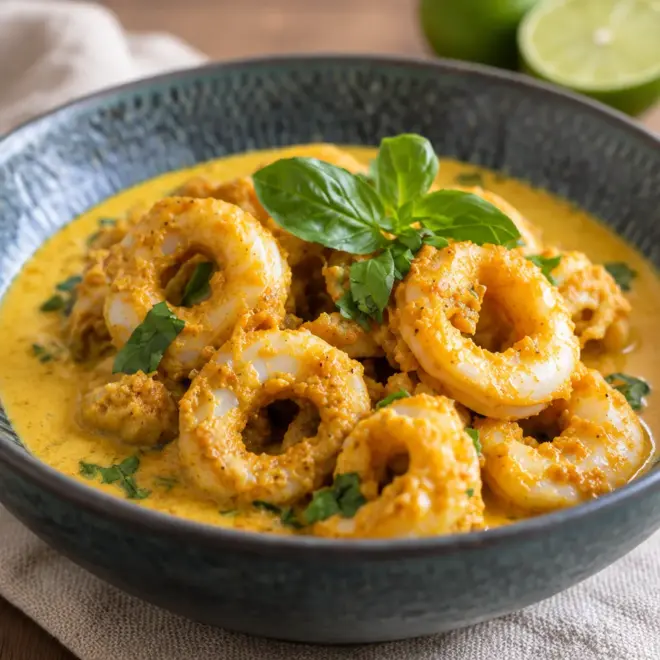 Calamars curry lait coco : recette facile