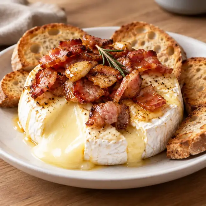 Camembert rôti au miel et au bacon facile