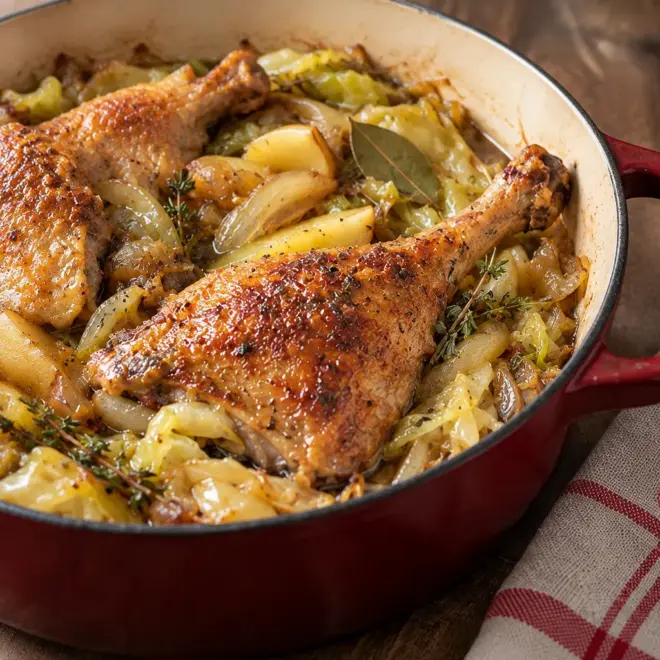 Canard braisé aux pommes et au chou facile