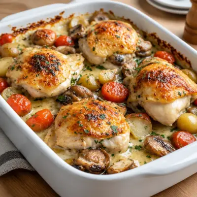 Casserole de poulet facile, crémeuse au four