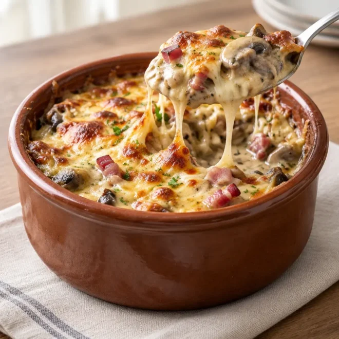 Cassolette champignons gratinée, recette facile