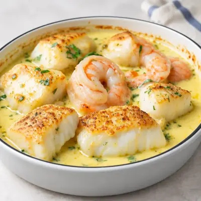 Cassolette poisson crevettes à la crème
