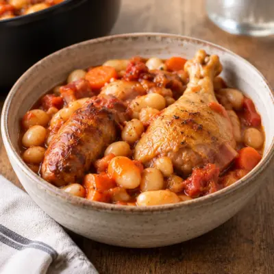 Cassoulet poulet facile, haricots et saucisses