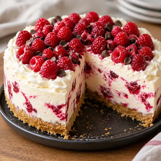 Cheesecake au chocolat blanc et framboises facile