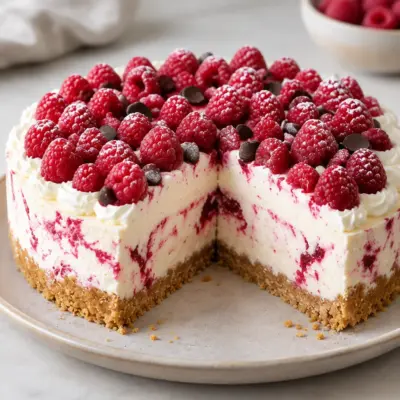 Cheesecake chocolat blanc framboises sans cuisson