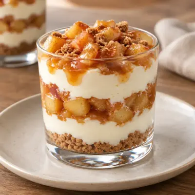 Cheesecake en verrine aux pommes caramélisées