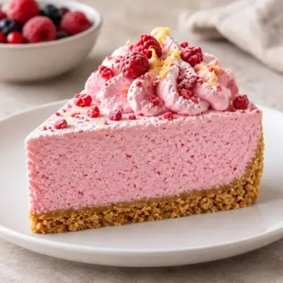 Cheesecake rose aux fruits rouges sans cuisson