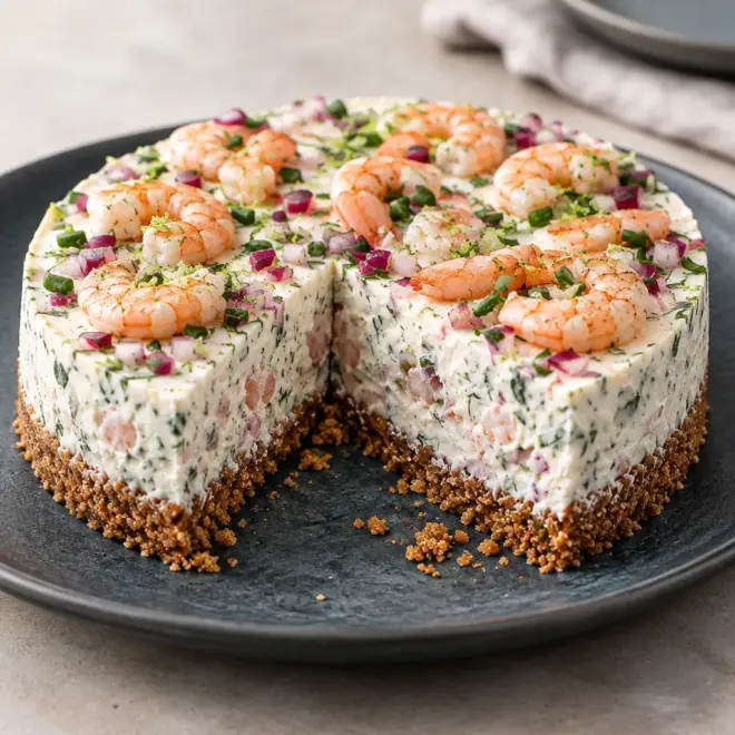 Cheesecake salé aux crevettes facile et citronné