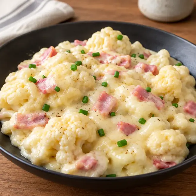 Chou-fleur crémeux au jambon facile