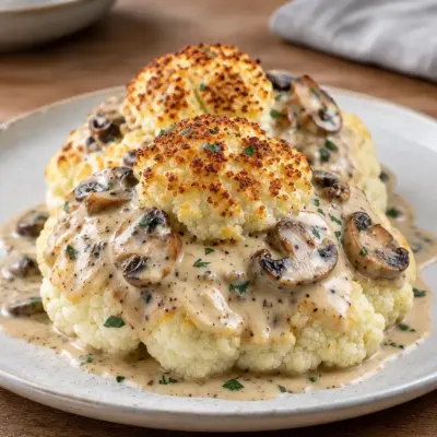 Chou-fleur farci recette crémeuse aux champignons