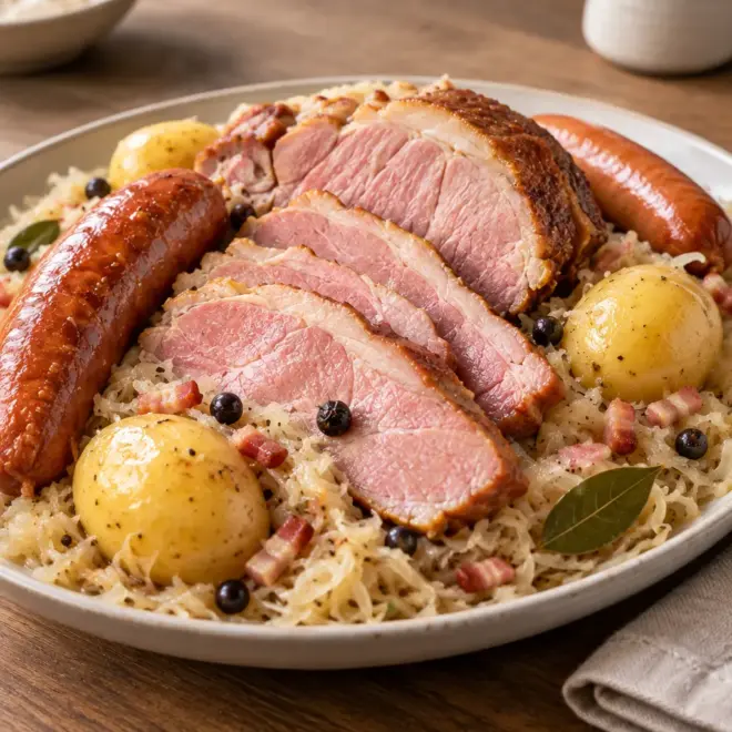 Choucroute garnie, fondante et généreuse à la cocotte
