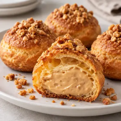 Choux au praliné, recette dorée et crémeuse