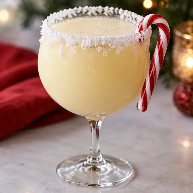 Cocktail de Noël givré, crémeux à l’ananas et coco