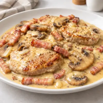 Côtelettes de porc aux champignons à la crème
