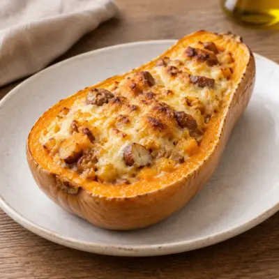 Courge butternut farcie : recette crémeuse gratinée