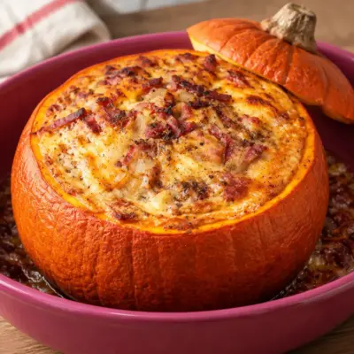Courge farcie gratinée, recette crémeuse