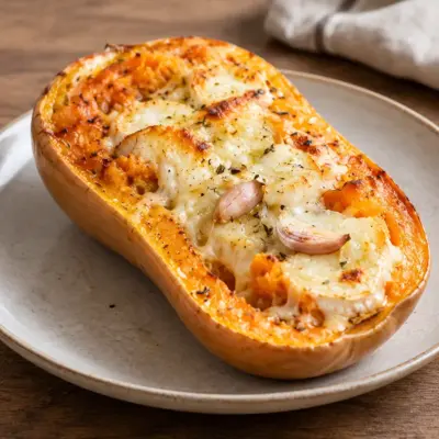 Courge rôtie au chèvre facile et fondante