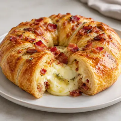 Couronne feuilletée au bacon facile et fondante