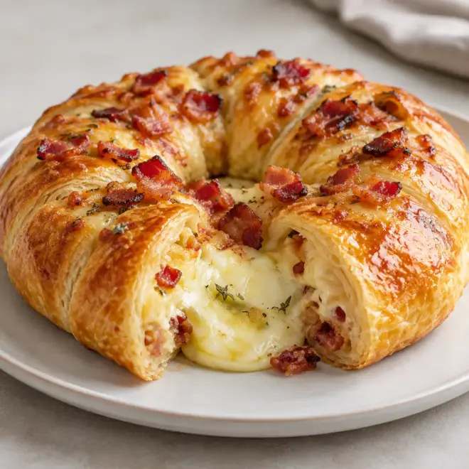 Couronne feuilletée au bacon facile et fondante