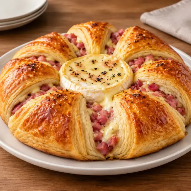 Couronne feuilletée au camembert facile et dorée