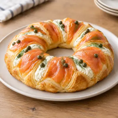 Couronne feuilletée au saumon fumé facile