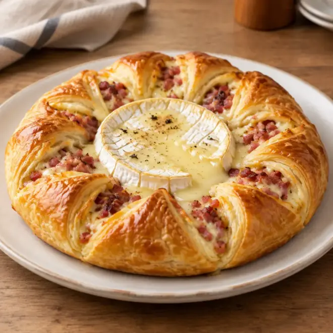 Couronne feuilletée recette au camembert et lardons