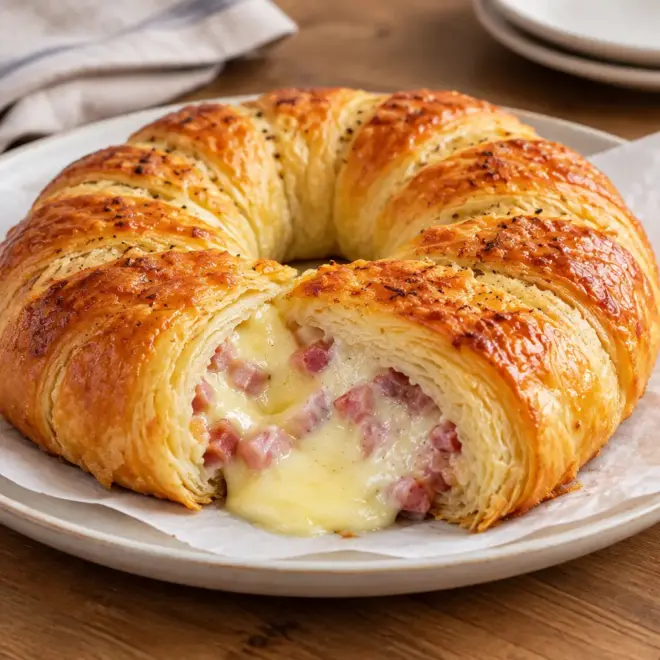 Couronne feuilletée recette au camembert fondant