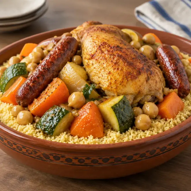 Couscous au poulet et aux merguez facile