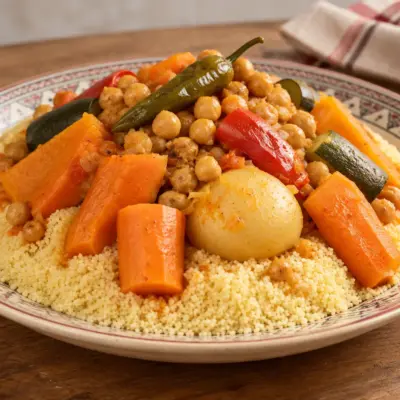 Couscous marocain recette aux légumes et pois chiches