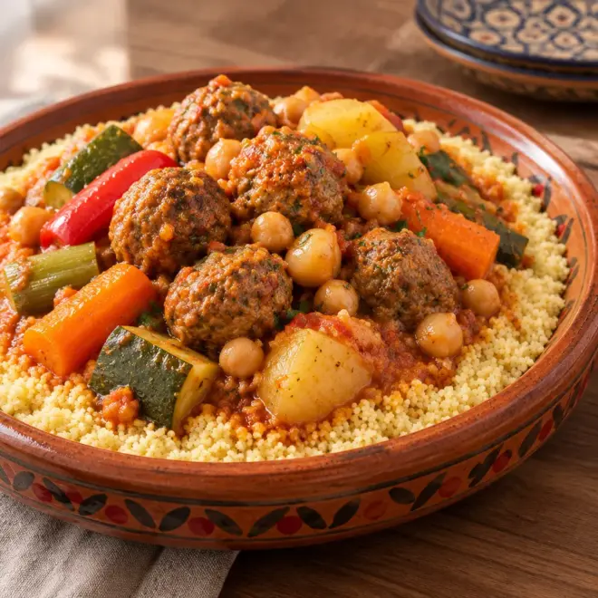 Couscous marocain recette aux boulettes de kefta