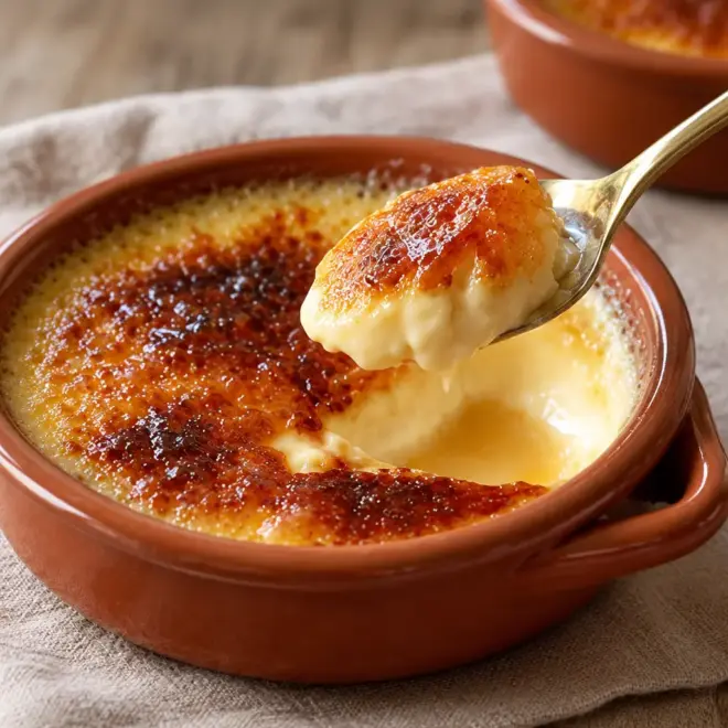 Crème catalane, onctueuse et dorée au chalumeau