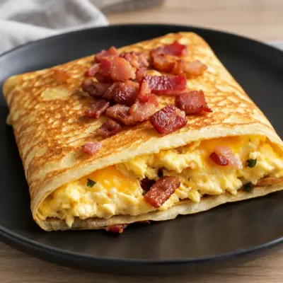 Crêpe salée recette aux œufs, bacon et cheddar