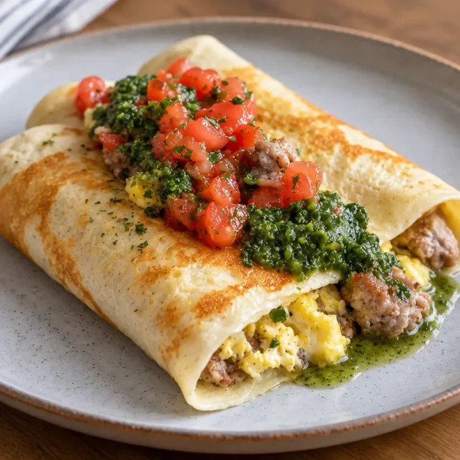 Crêpe saucisse œufs brouillés facile
