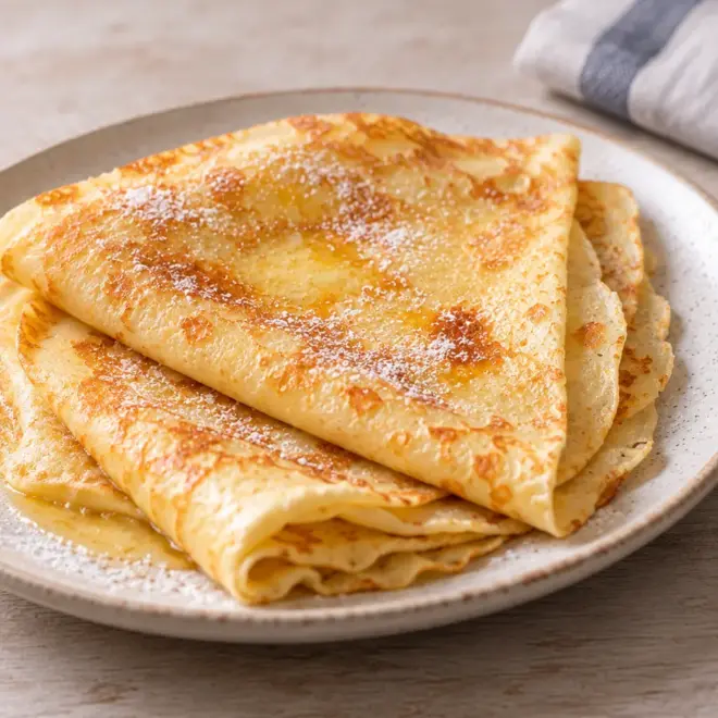 Crêpes fines sucrées faciles et dorées