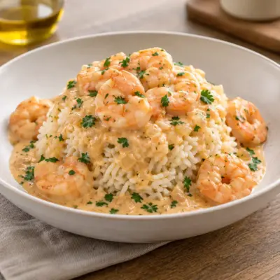 Crevettes à la crème recette facile et riz fondant