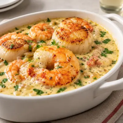Crevettes Saint-Jacques crème : recette facile