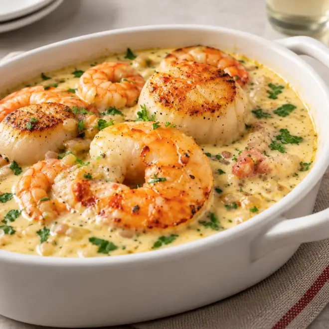 Crevettes Saint-Jacques crème : recette facile