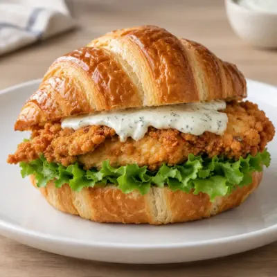 Croissant au poulet pané et sauce ranch