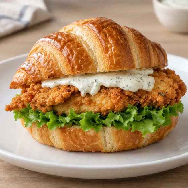 Croissant au poulet pané et sauce ranch
