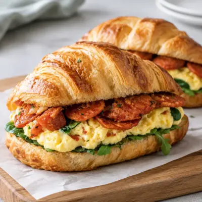 Croissant chorizo et œufs brouillés facile