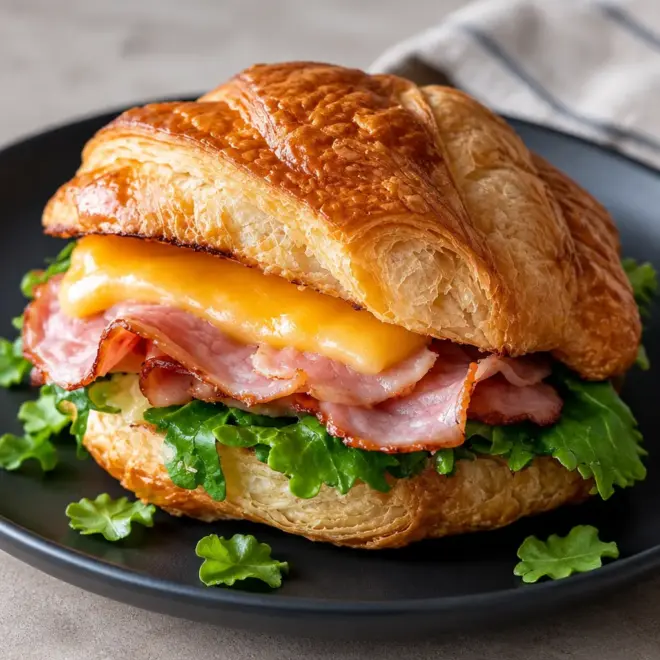 Croissant jambon-fromage, croustillant et fondant