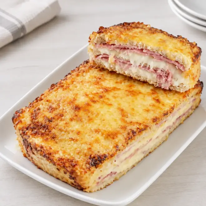 Croque-cake jambon-fromage facile et fondant