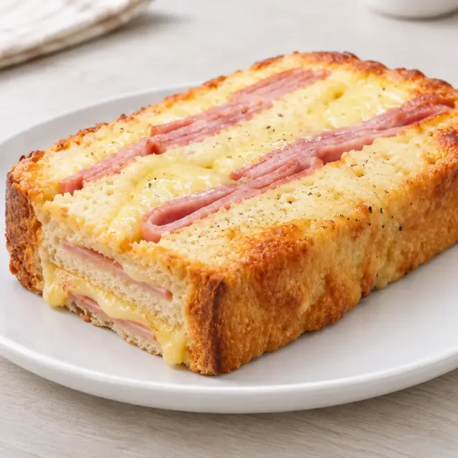Croque-cake jambon-fromage facile et gratiné