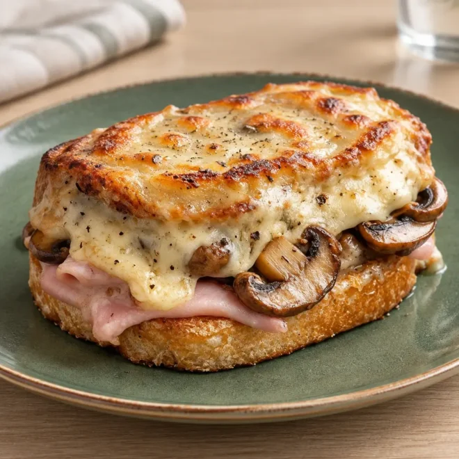 Croque-monsieur champignons et jambon facile
